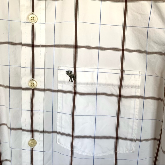 ABERCROMBIE & FITCH Y2K MUSCLE-FIT WINDOW PANE BUTTON DOWN LONG SLEEVE SHIRT XXL - Picture 3 of 8